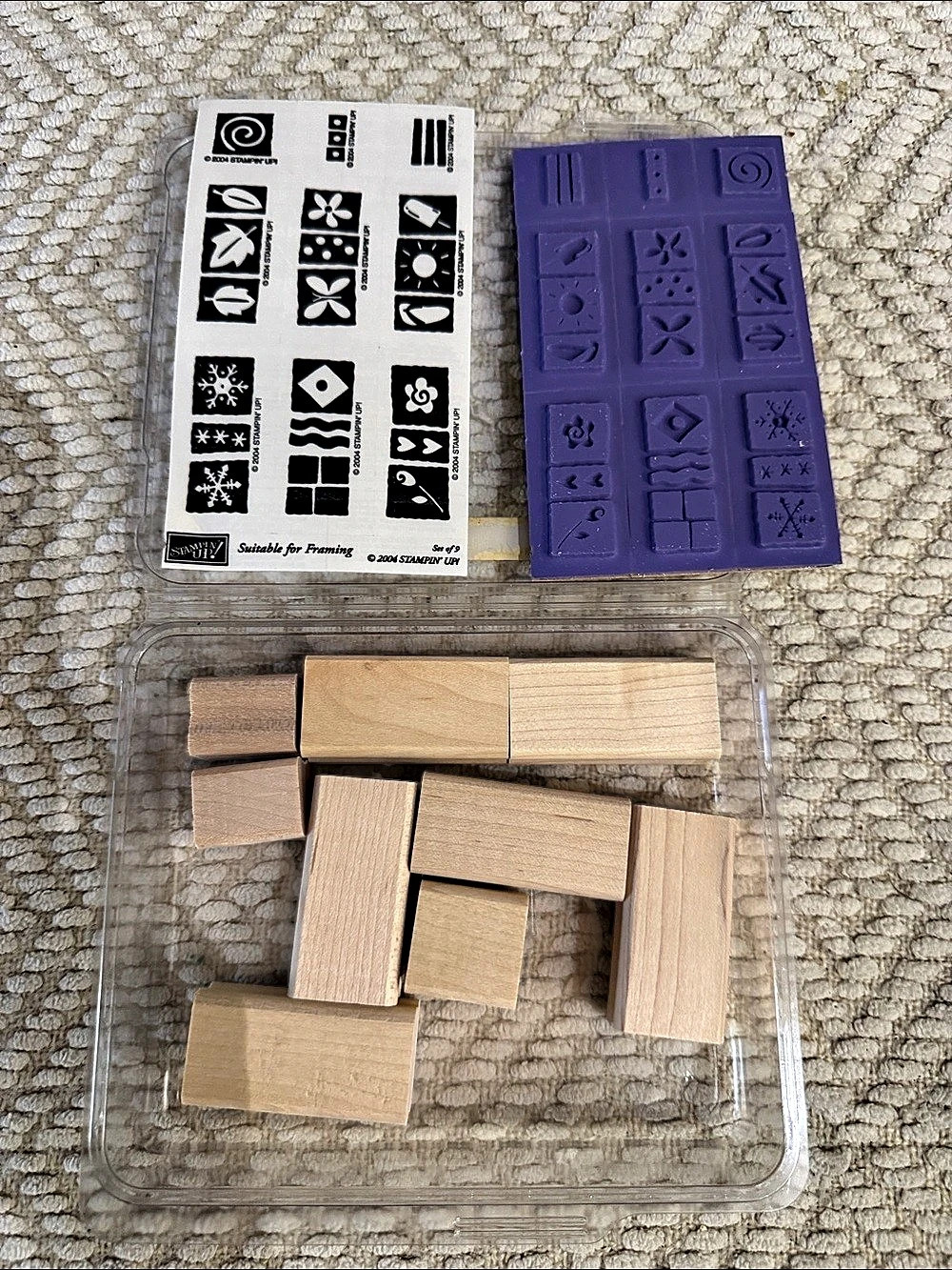 Bundle of 3 Stampin' Up! Stamp sets 
Suitable for Framing, the fine print, lexic